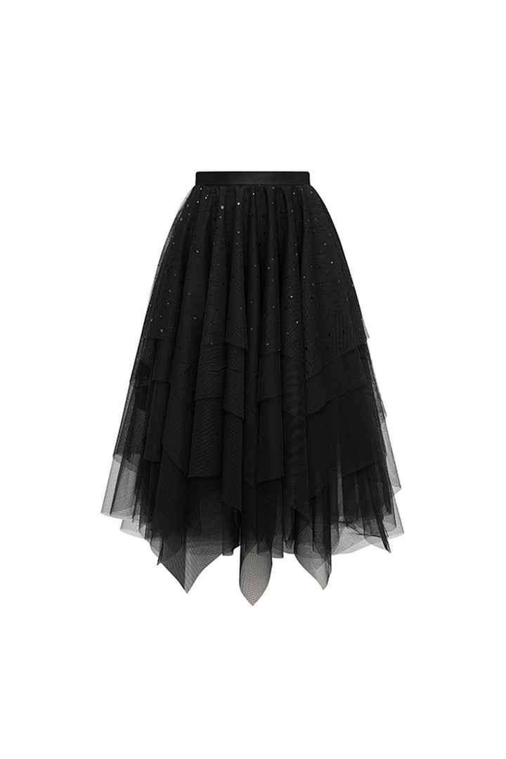 Odette Layered Gathered Mesh Calf Length Skirt - MEAN BLVD