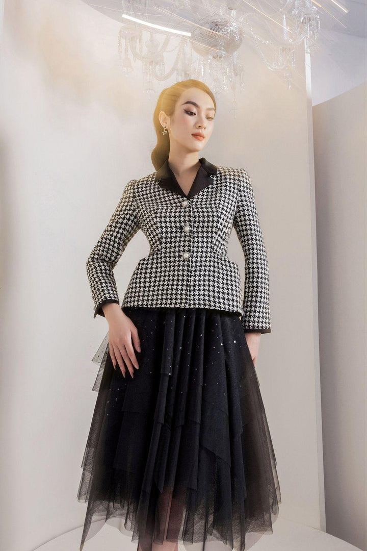Odette Layered Gathered Mesh Calf Length Skirt - MEAN BLVD