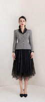 Odette Peplum Notch Lapel Tweed Jacket - MEAN BLVD