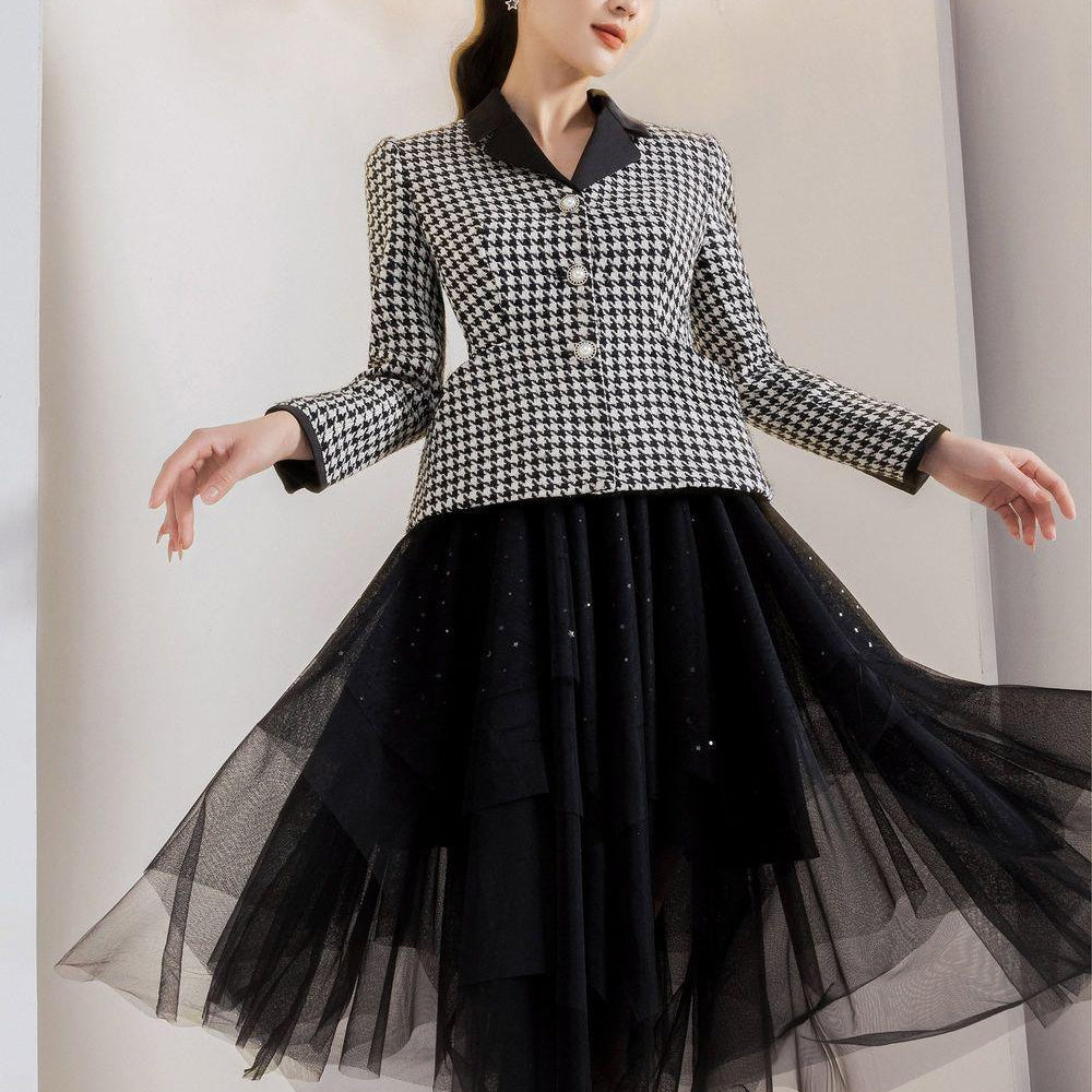 Odette Peplum Notch Lapel Tweed Jacket - MEAN BLVD