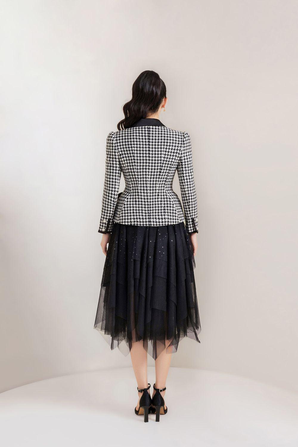 Odette Peplum Notch Lapel Tweed Jacket - MEAN BLVD