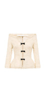 Off-Shoulder Crystal Beaded Blazer - MEAN BLVD