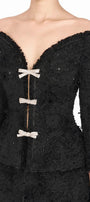 Off-Shoulder Crystal Beaded Blazer - MEAN BLVD