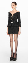 Off-Shoulder Crystal Beaded Blazer - MEAN BLVD