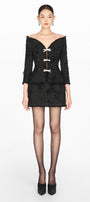 Off-Shoulder Crystal Beaded Blazer - MEAN BLVD