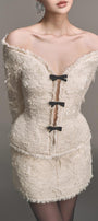 Off-Shoulder Crystal Beaded Blazer - MEAN BLVD