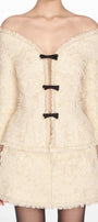 Off-Shoulder Crystal Beaded Blazer - MEAN BLVD