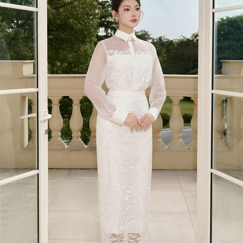 Offi Pencil Cuff Sleeved Lace Ankle Length Set - MEAN BLVD