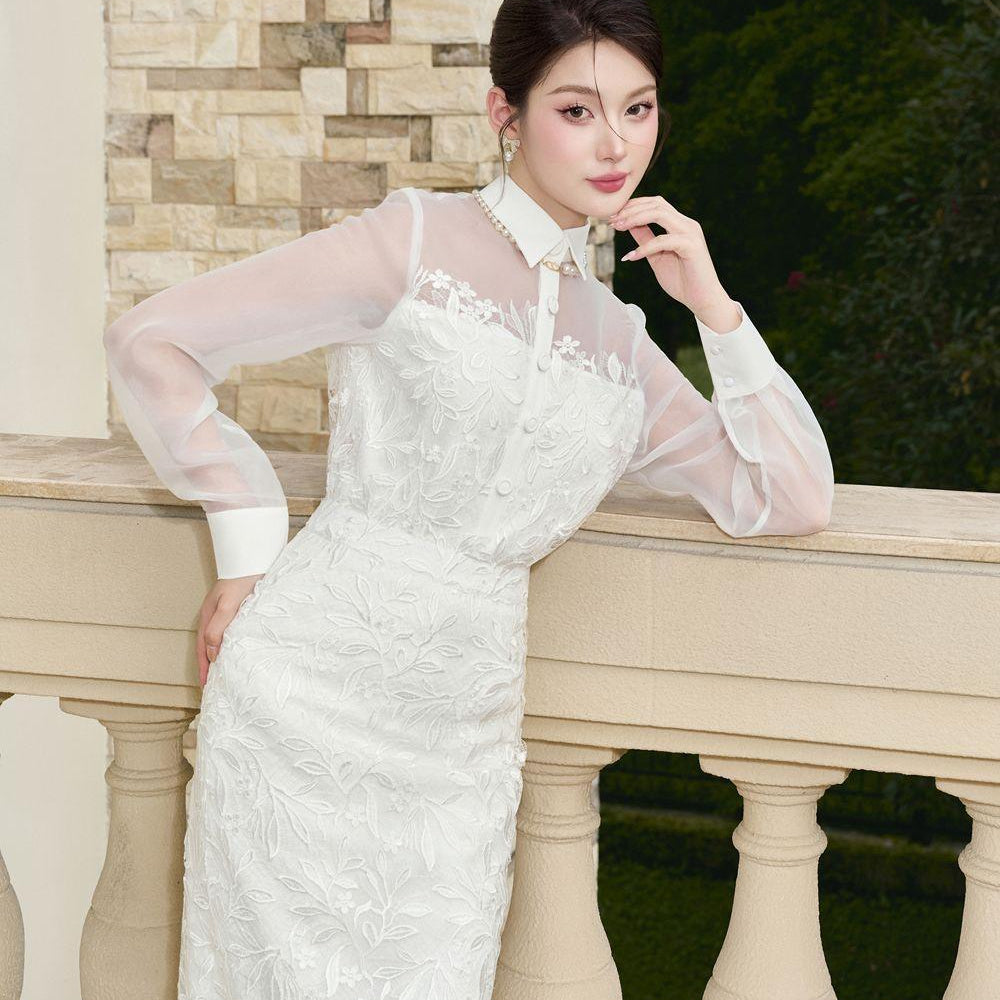 Offi Pencil Cuff Sleeved Lace Ankle Length Set - MEAN BLVD