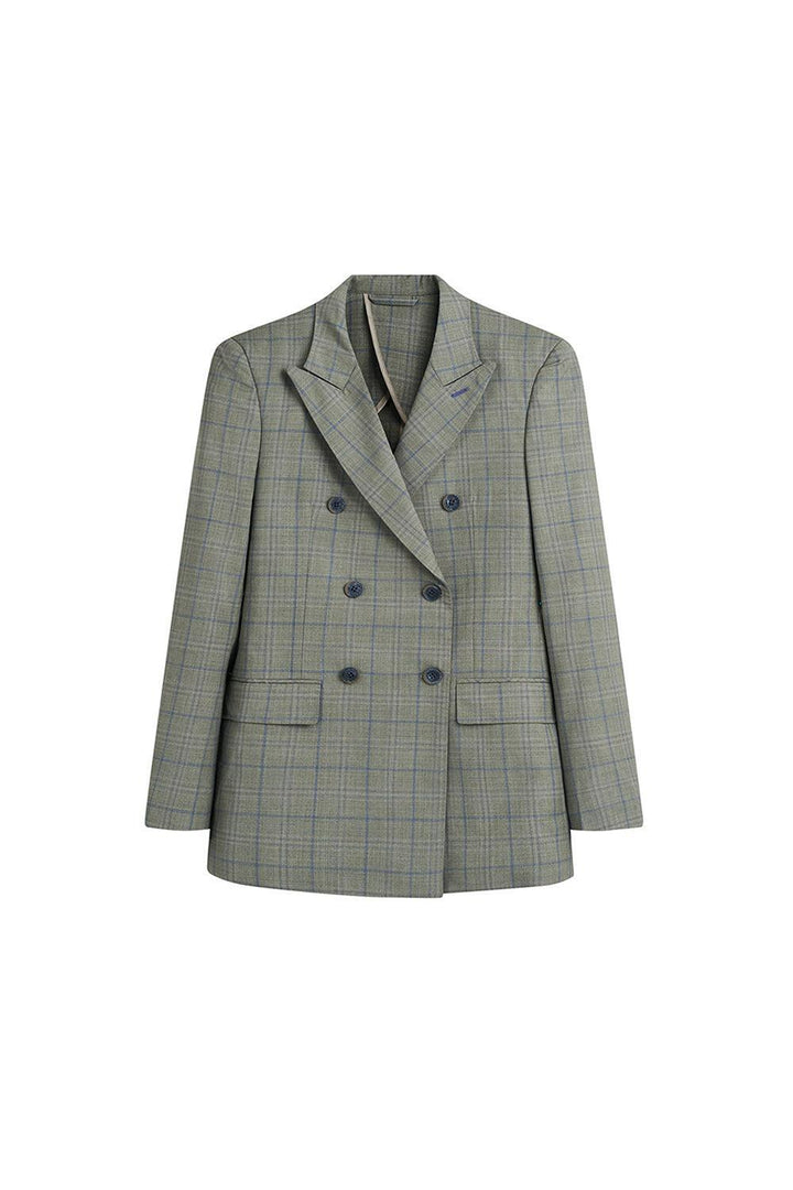 Olive Straight Double Breasted Poly Wool Blazer - MEAN BLVD