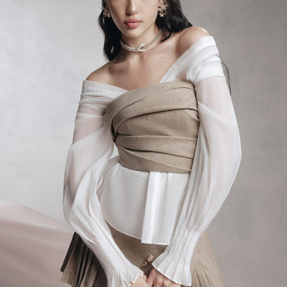 Oliver Straight Off-Shoulder Organza Shirt - MEAN BLVD