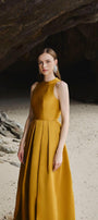 Olivia Ball Gown Round Neck Taffeta Maxi Dress - MEAN BLVD