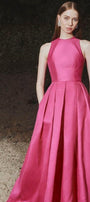 Olivia Ball Gown Round Neck Taffeta Maxi Dress - MEAN BLVD