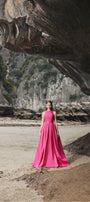 Olivia Ball Gown Round Neck Taffeta Maxi Dress - MEAN BLVD