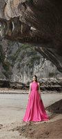 Olivia Ball Gown Round Neck Taffeta Maxi Dress - MEAN BLVD