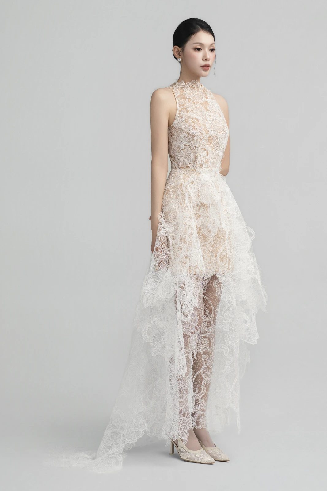 Olivia High-Low Lace Midi Dress - MEAN BLVD