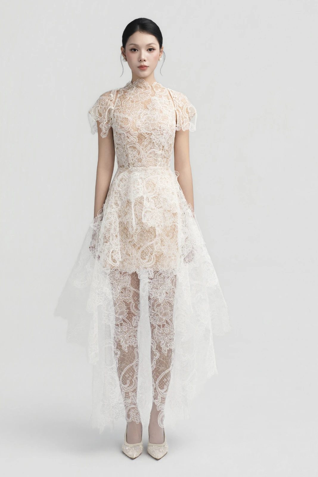Olivia High-Low Lace Midi Dress - MEAN BLVD