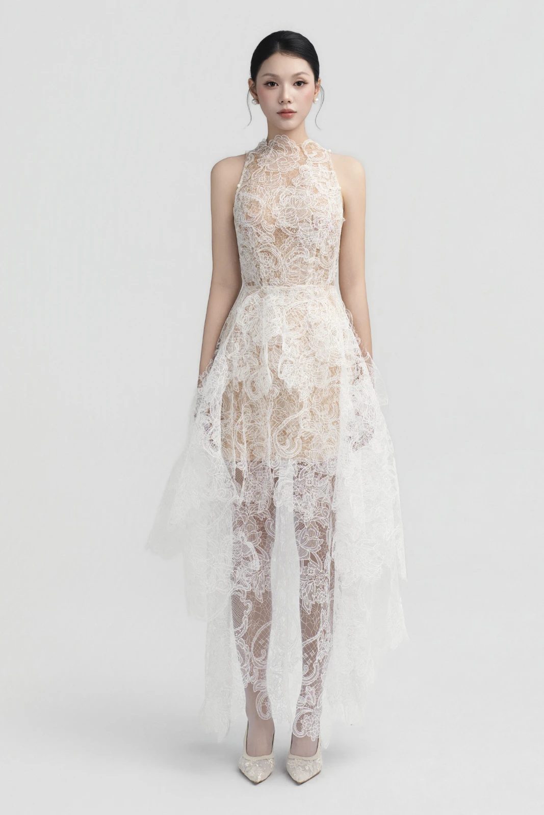 Olivia High-Low Lace Midi Dress - MEAN BLVD