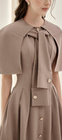Olivia Kelsey A-line Cape Shoulder Cotton Midi Dress - MEAN BLVD