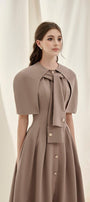 Olivia Kelsey A-line Cape Shoulder Cotton Midi Dress - MEAN BLVD