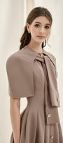 Olivia Kelsey A-line Cape Shoulder Cotton Midi Dress - MEAN BLVD