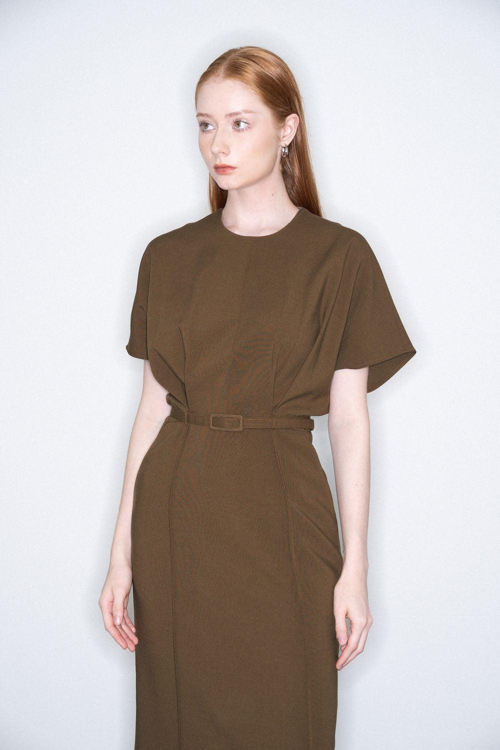 Women's Olivia Sheath Short Sleeved Polycotton Maxi Dress S/M/L Brown/Dark Grey Mean Blvd S / Brown