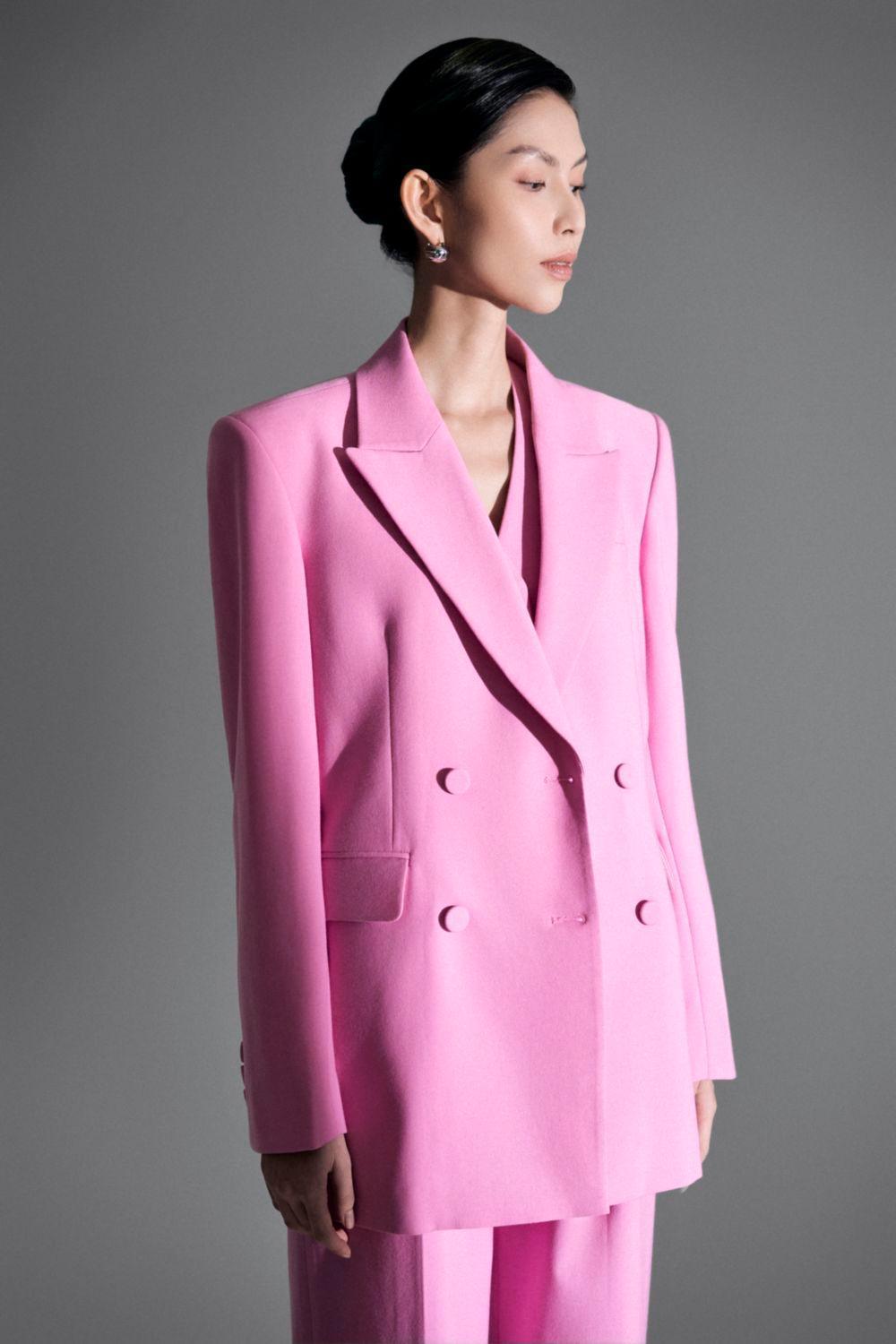 Olivia Straight Peak Lapel Twill Blazer - MEAN BLVD