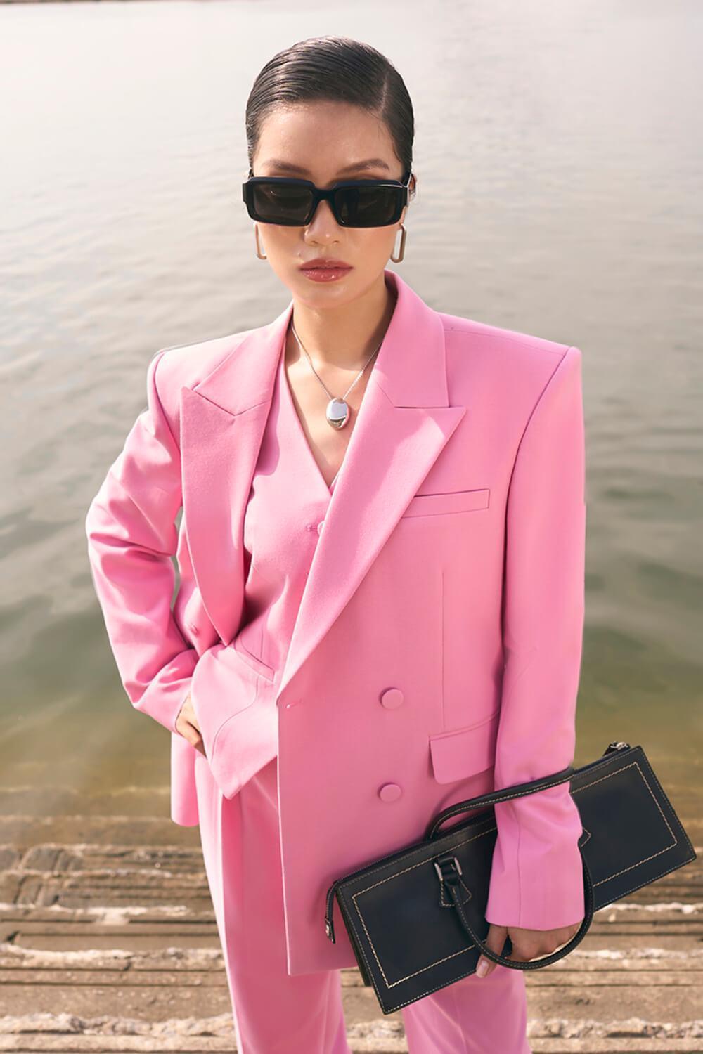 Olivia Straight Peak Lapel Twill Blazer - MEAN BLVD