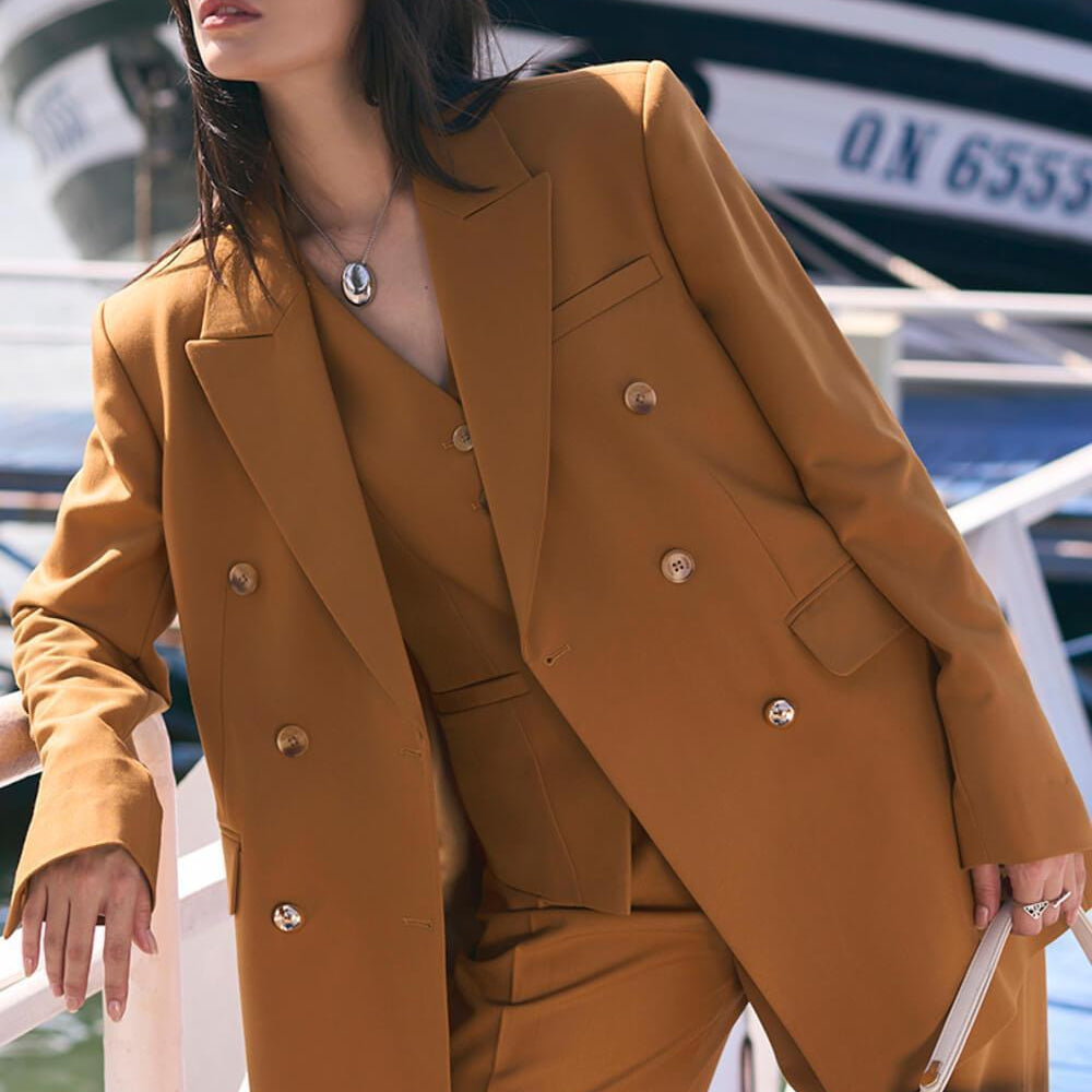 Olivia Straight Peak Lapel Twill Blazer - MEAN BLVD