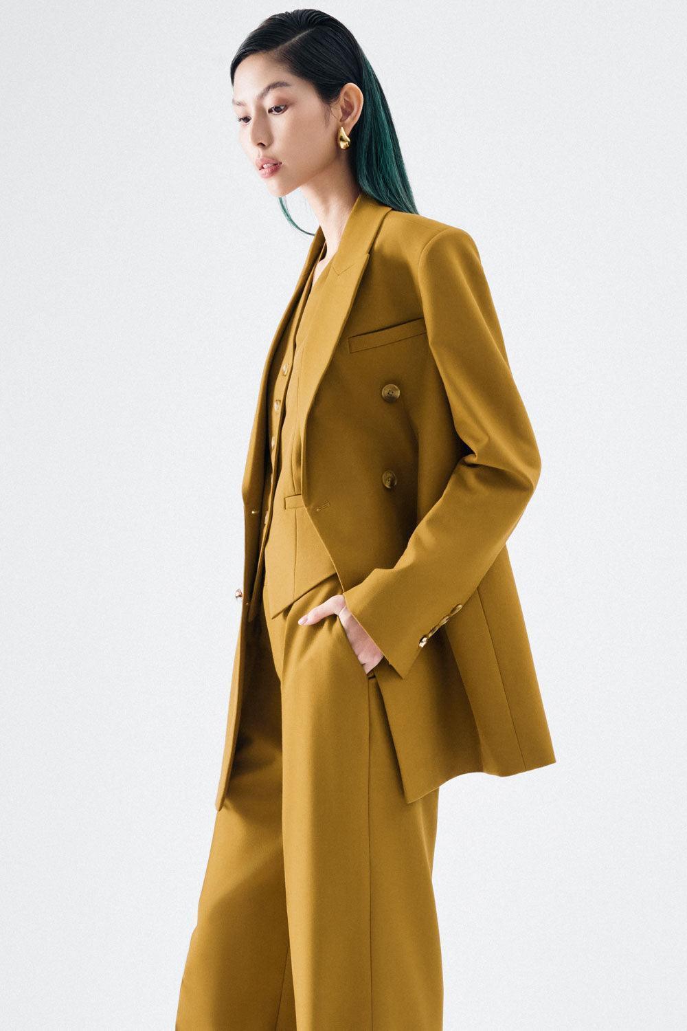 Olivia Straight Peak Lapel Twill Blazer - MEAN BLVD