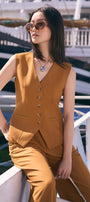 Olivia Straight Welt Pocket Twill Vest - MEAN BLVD