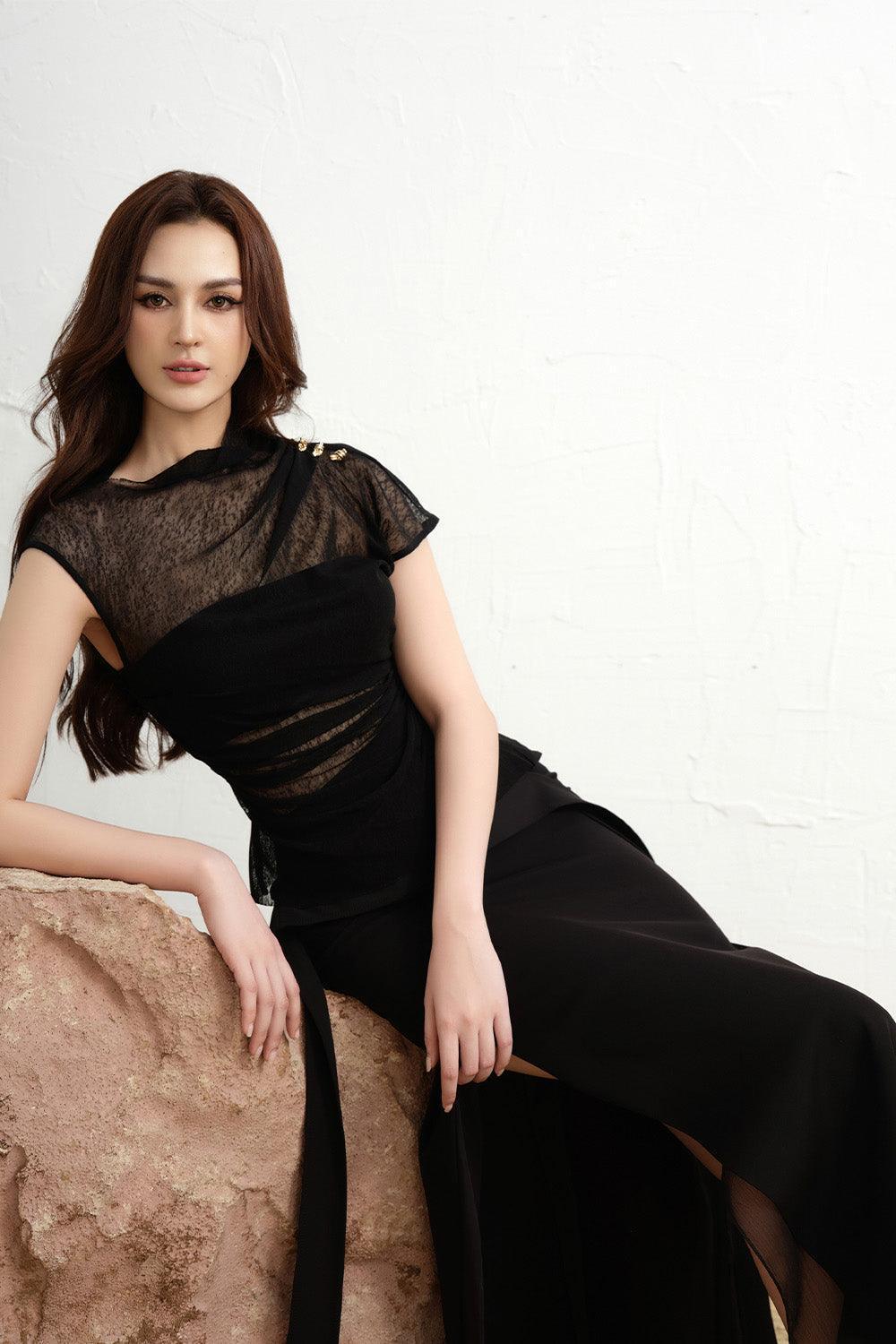 Olwen Bodycon See-Through Mesh Sheer Top - MEAN BLVD