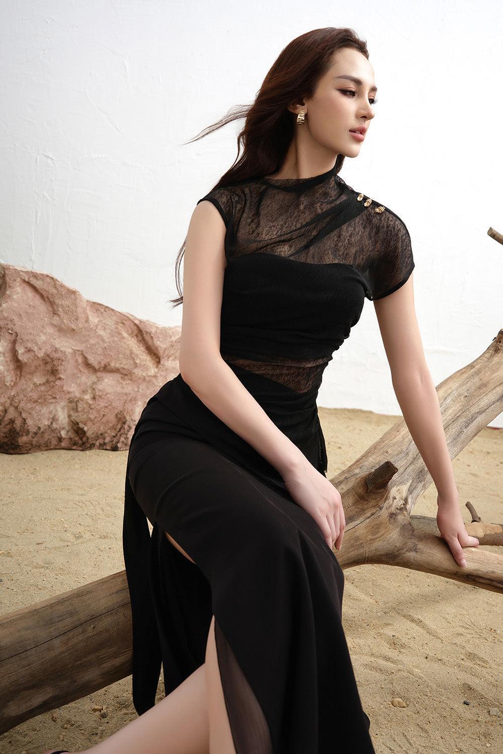 Olwen Bodycon See-Through Mesh Sheer Top - MEAN BLVD