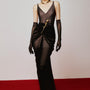 Onen Sarong Plunge Neck Organza Floor Length Dress - MEAN BLVD