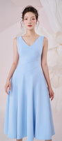 Opal A-line V-Neck Cotton Knitted Calf Length Dress - MEAN BLVD