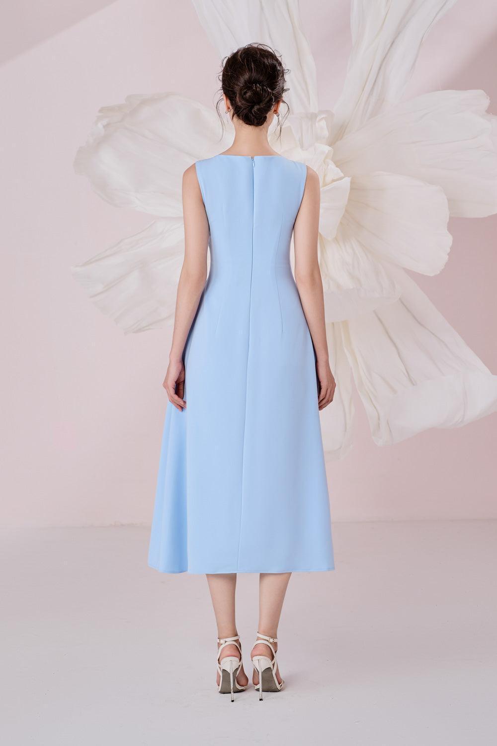 Opal A-line V-Neck Cotton Knitted Calf Length Dress - MEAN BLVD