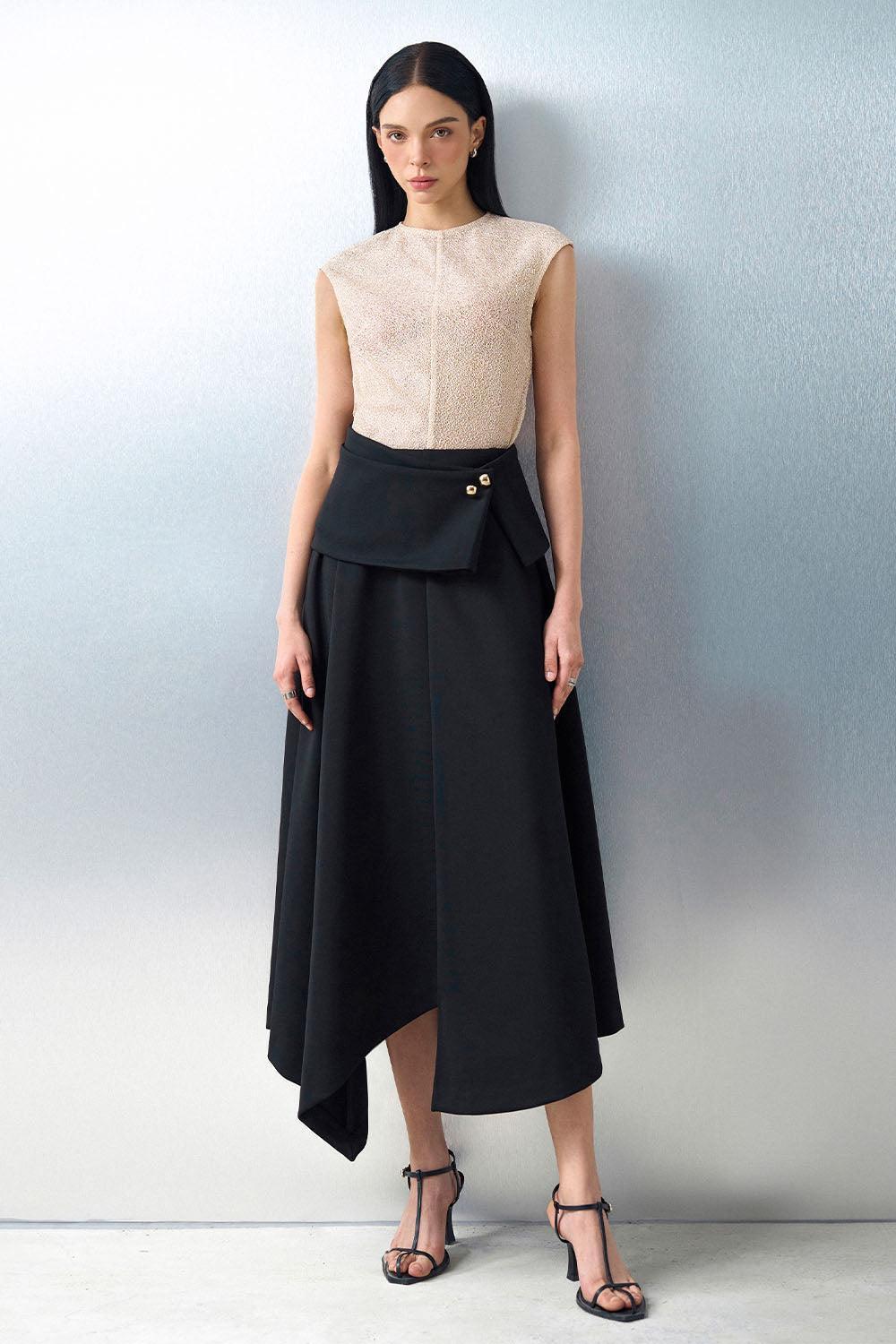 Opal Asymmetric High Waist Spandex Midi Skirt - MEAN BLVD