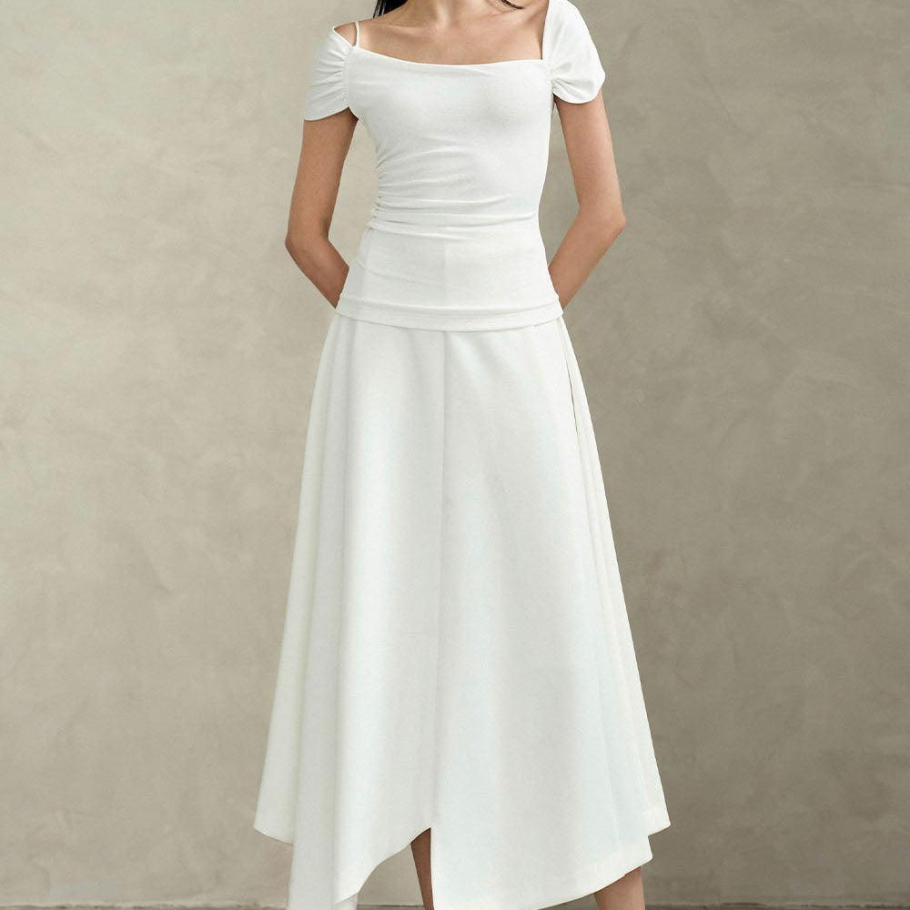 Opal Asymmetric High Waist Spandex Midi Skirt - MEAN BLVD