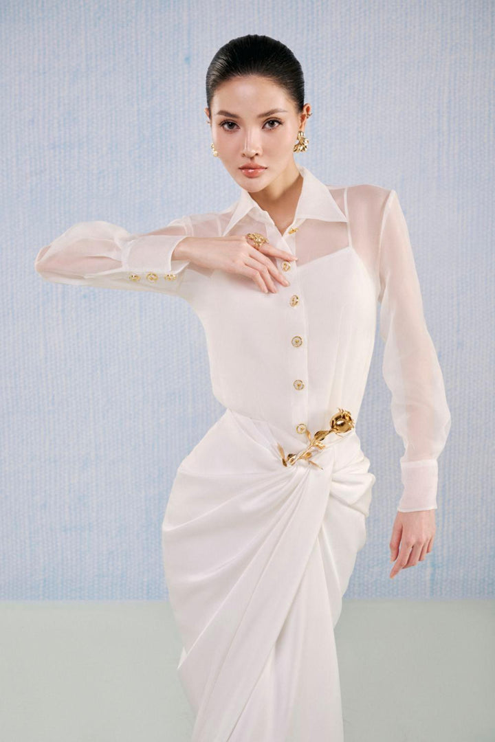 Opal Sarong Draped Silk Blend Floor Length Skirt - MEAN BLVD