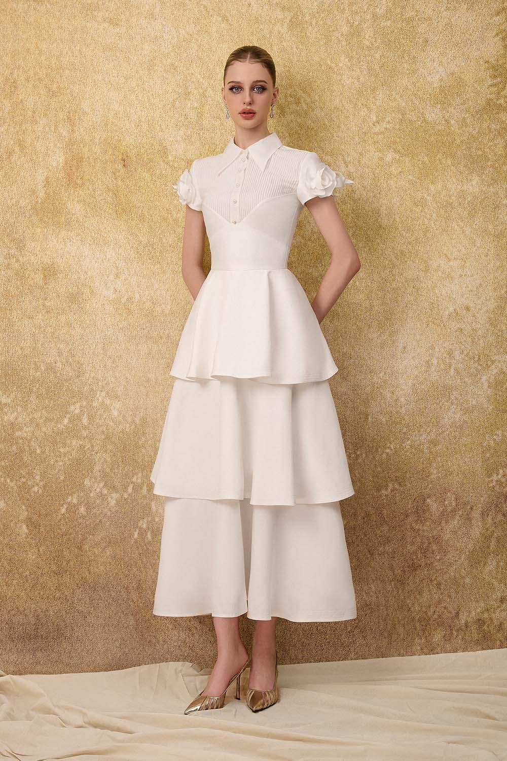 a line layered dress Primavera Couture 4341 Long Formal A Line Prom Layered Dress