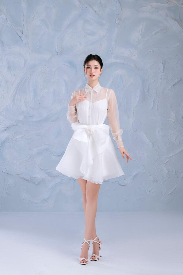 Orchid Layered Ruffled Organza Above The Knee Skirt - MEAN BLVD