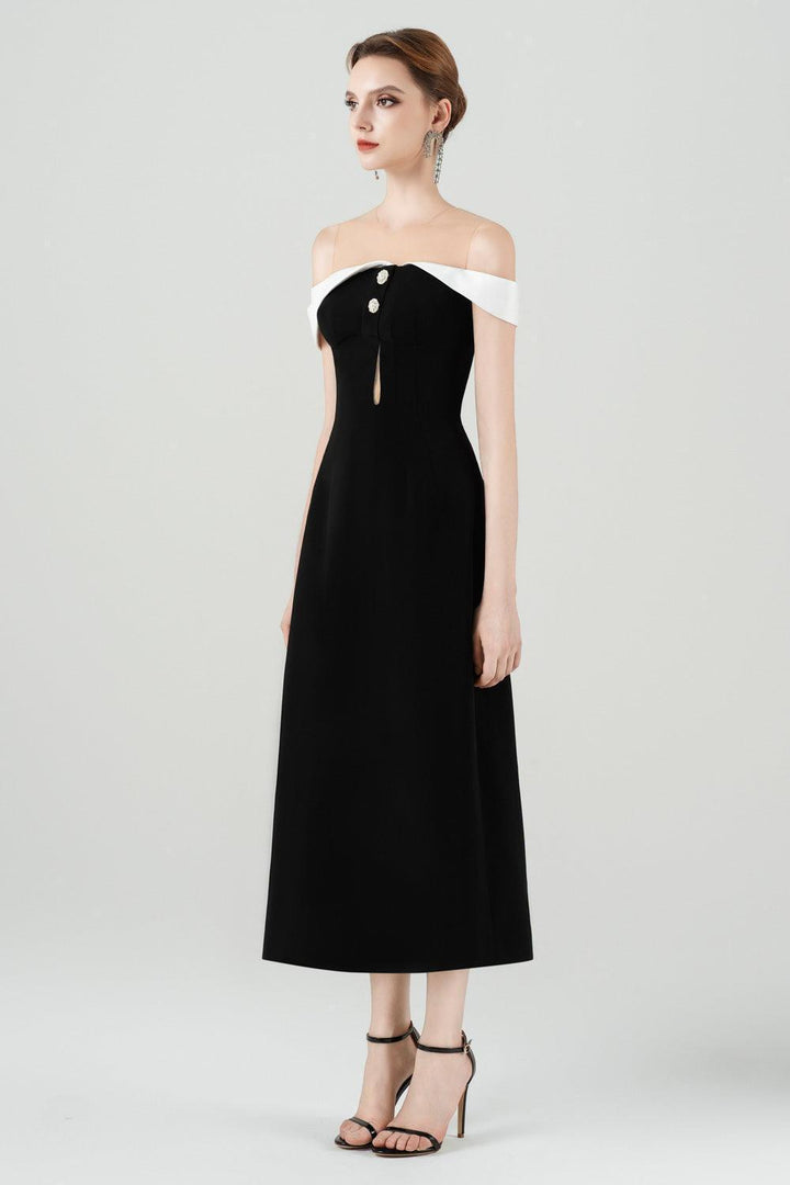 Orsola A-line Illusion Neck Polycotton Midi Dress - MEAN BLVD