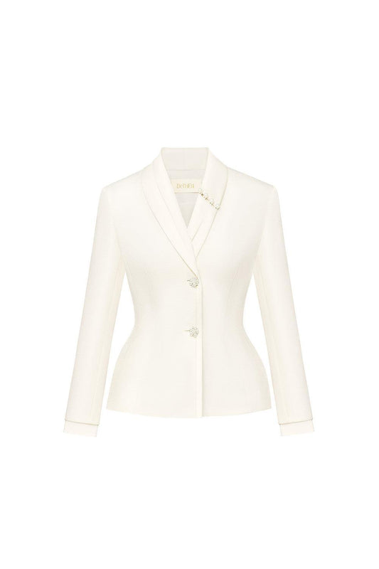 Orsola Peplum Shawl Lapel Taffeta Blazer - MEAN BLVD