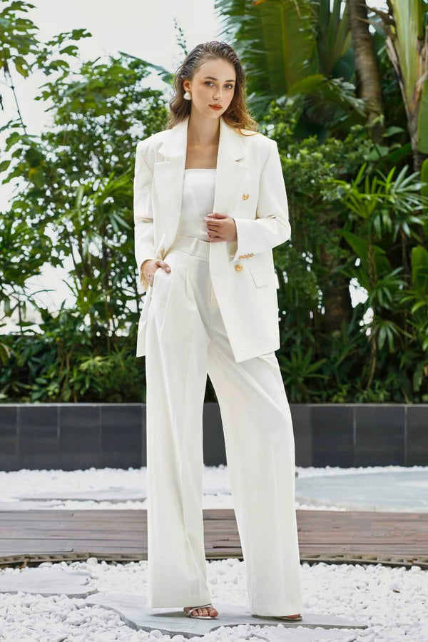 Paislee Straight Double Breasted Linen Blazer - MEAN BLVD