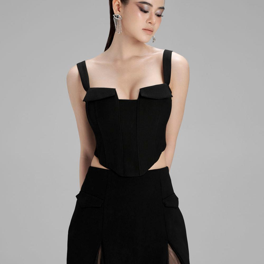 Paisley Cropped Corset Polycotton Top - MEAN BLVD