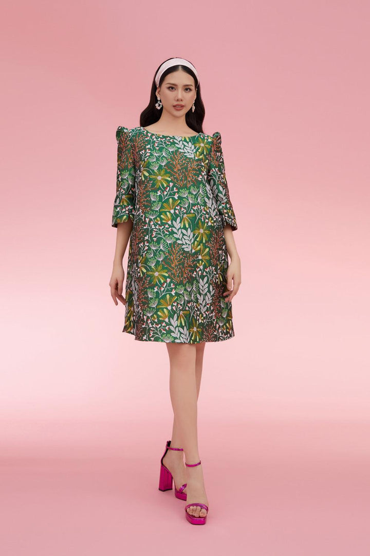 Palacios Straight Boat Neck Brocade Above The Knee Dress - MEAN BLVD