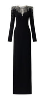 Palazzos A-line Square Shoulder Velvet Floor Length Dress - MEAN BLVD