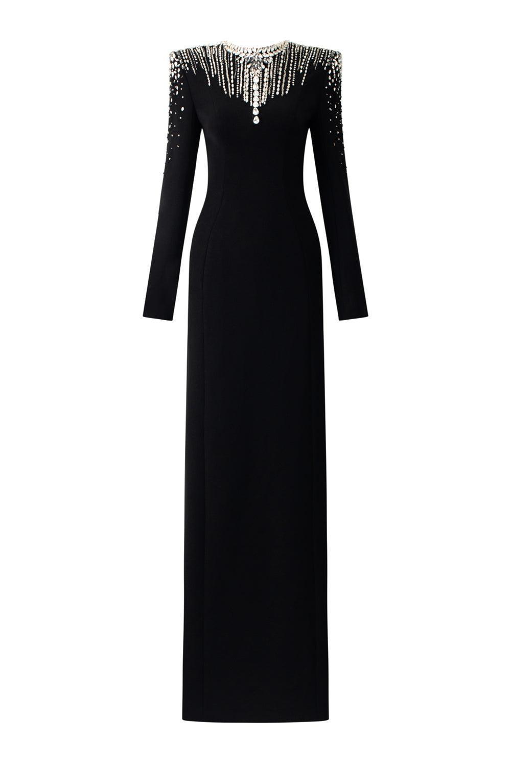 Palazzos A-line Square Shoulder Velvet Floor Length Dress - MEAN BLVD