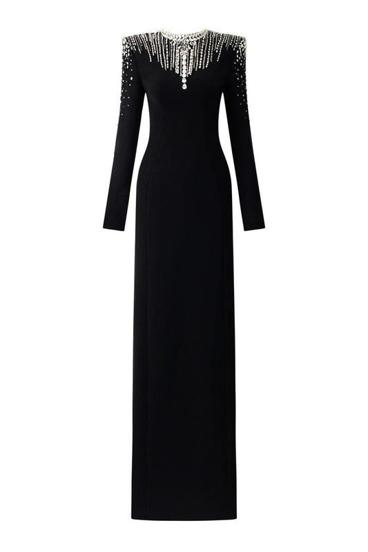 Palazzos A-line Square Shoulder Velvet Floor Length Dress - MEAN BLVD