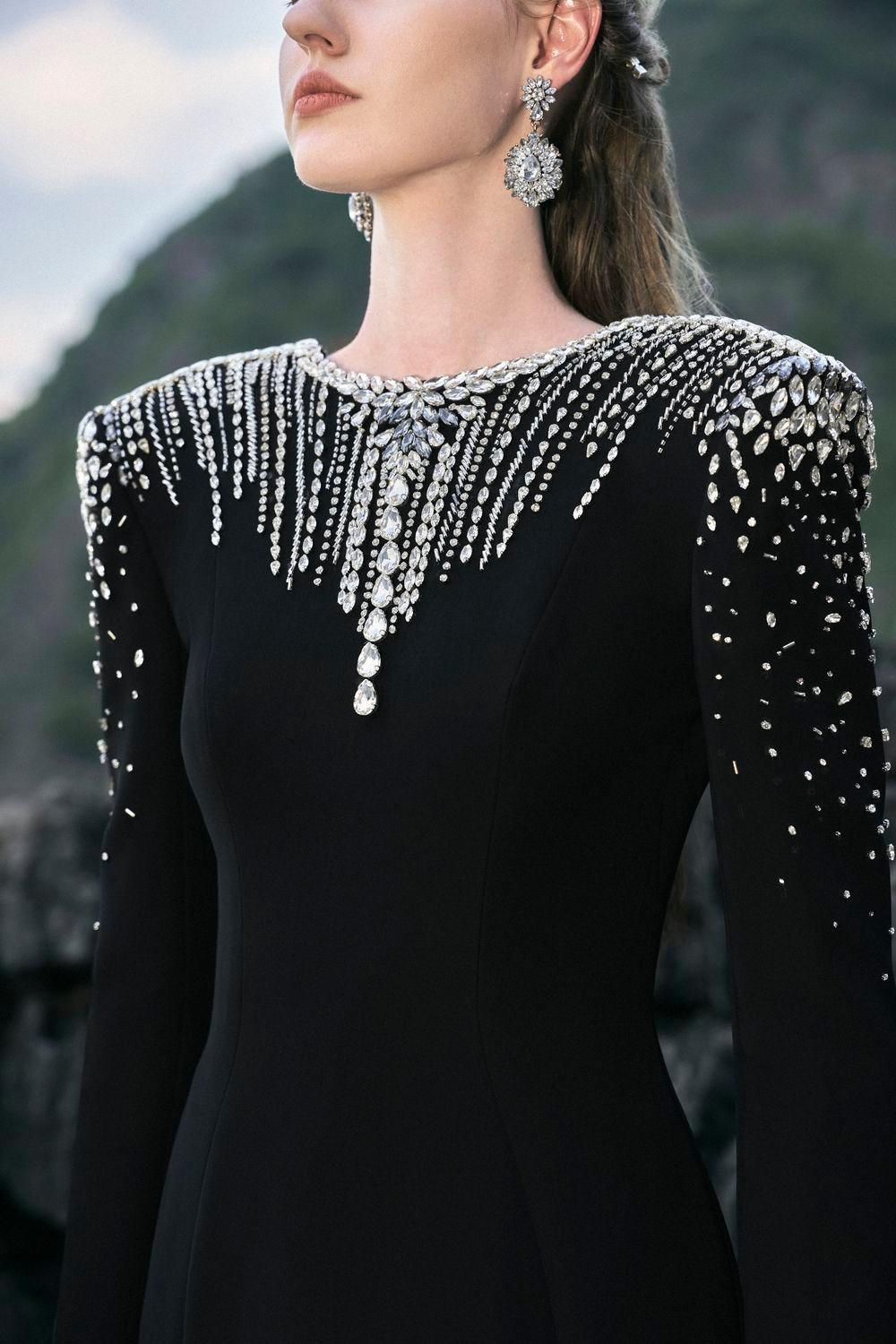 Palazzos A-line Square Shoulder Velvet Floor Length Dress - MEAN BLVD